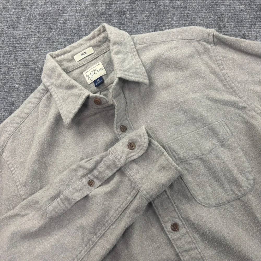 J. Crew Button Down Shirt Medium Gray‎ Slim Fit Flannel Cotton Men's